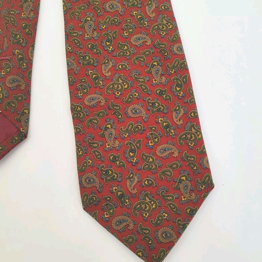 Yves Saint Laurent YSL Men's Neck Tie Necktie Silk Burgundy Paisley Designer